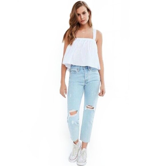 UO Kimchi Blue white flowy swing tie back crop top - Picture 6 of 6
